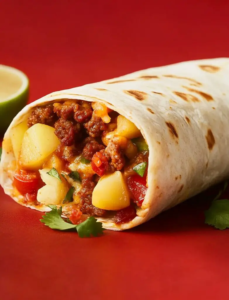 Breakfast Burrito with Potatoes and Chorizo
