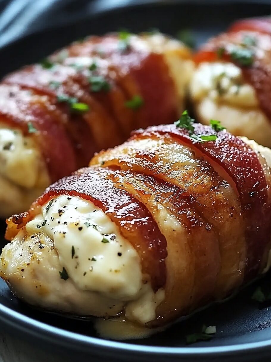 Bacon Wrapped Cream Cheese Stuffed Chicken Breast