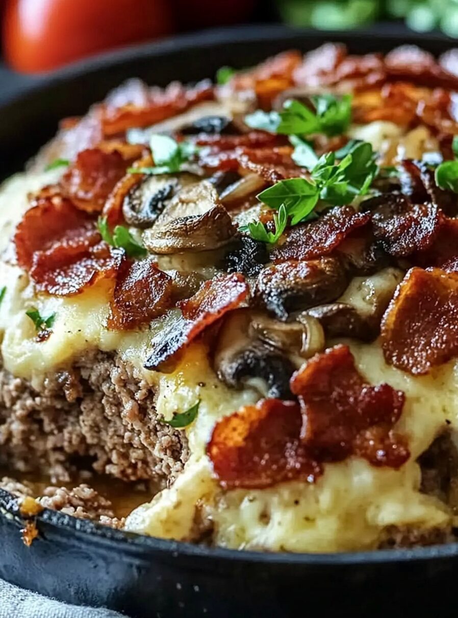 Bacon Mushroom Swiss Meatloaf