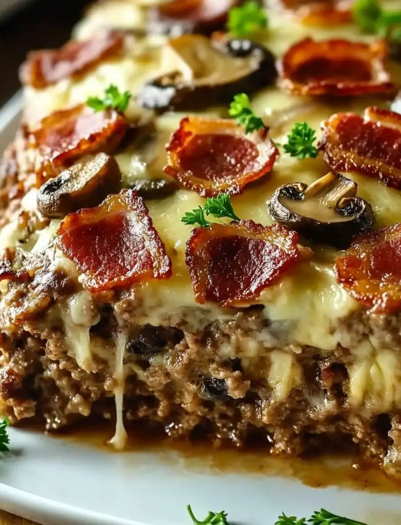 Bacon Mushroom Swiss Meatloaf