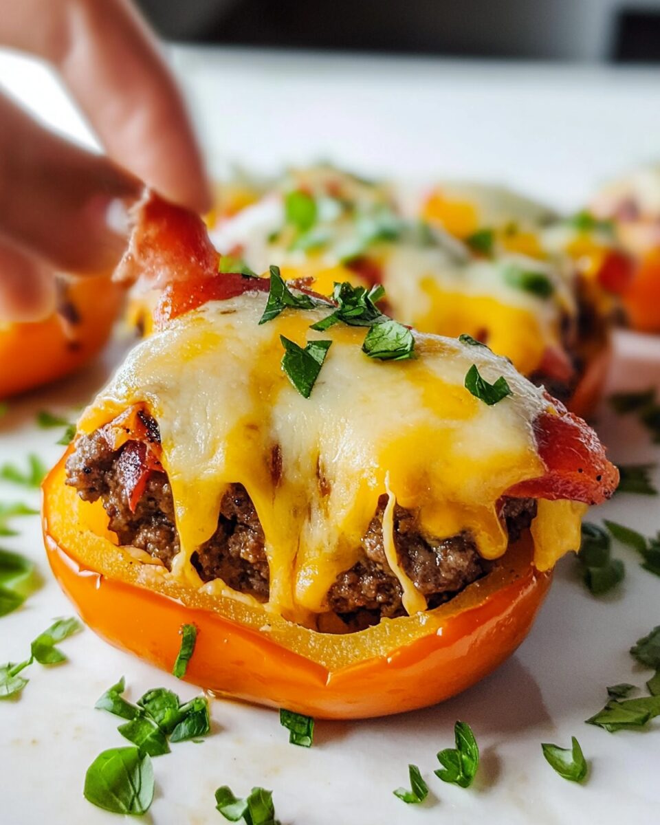 Low-Carb Keto Cheeseburger Stuffed Peppers