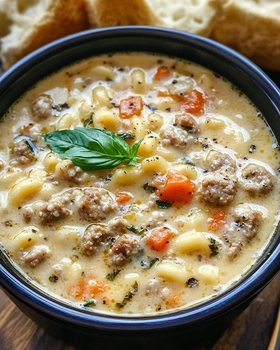 Creamy Parmesan Italian Sausage Ditalini Soup