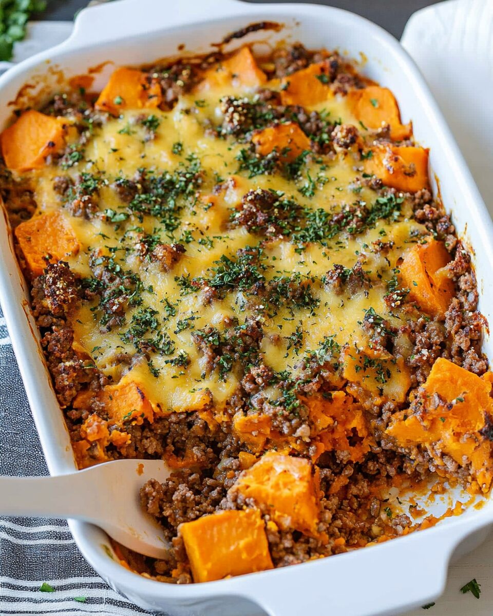 Sweet Potato and Ground Beef Casserole