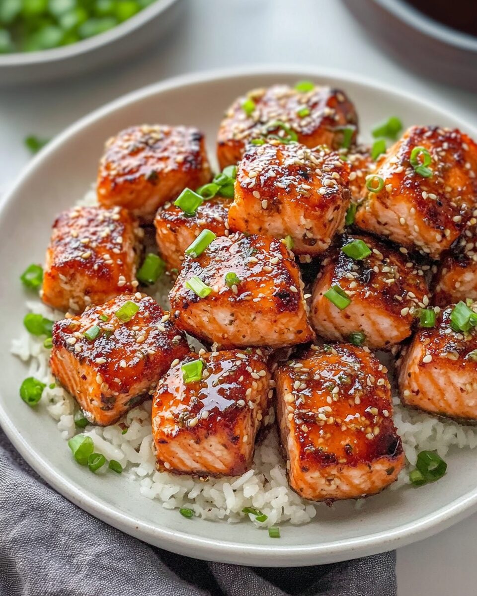 Honey Garlic Salmon Bites