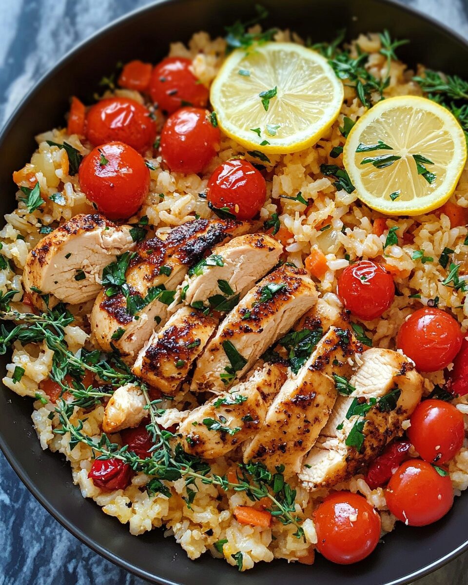 Chicken, Rice, Feta & Tomatoes