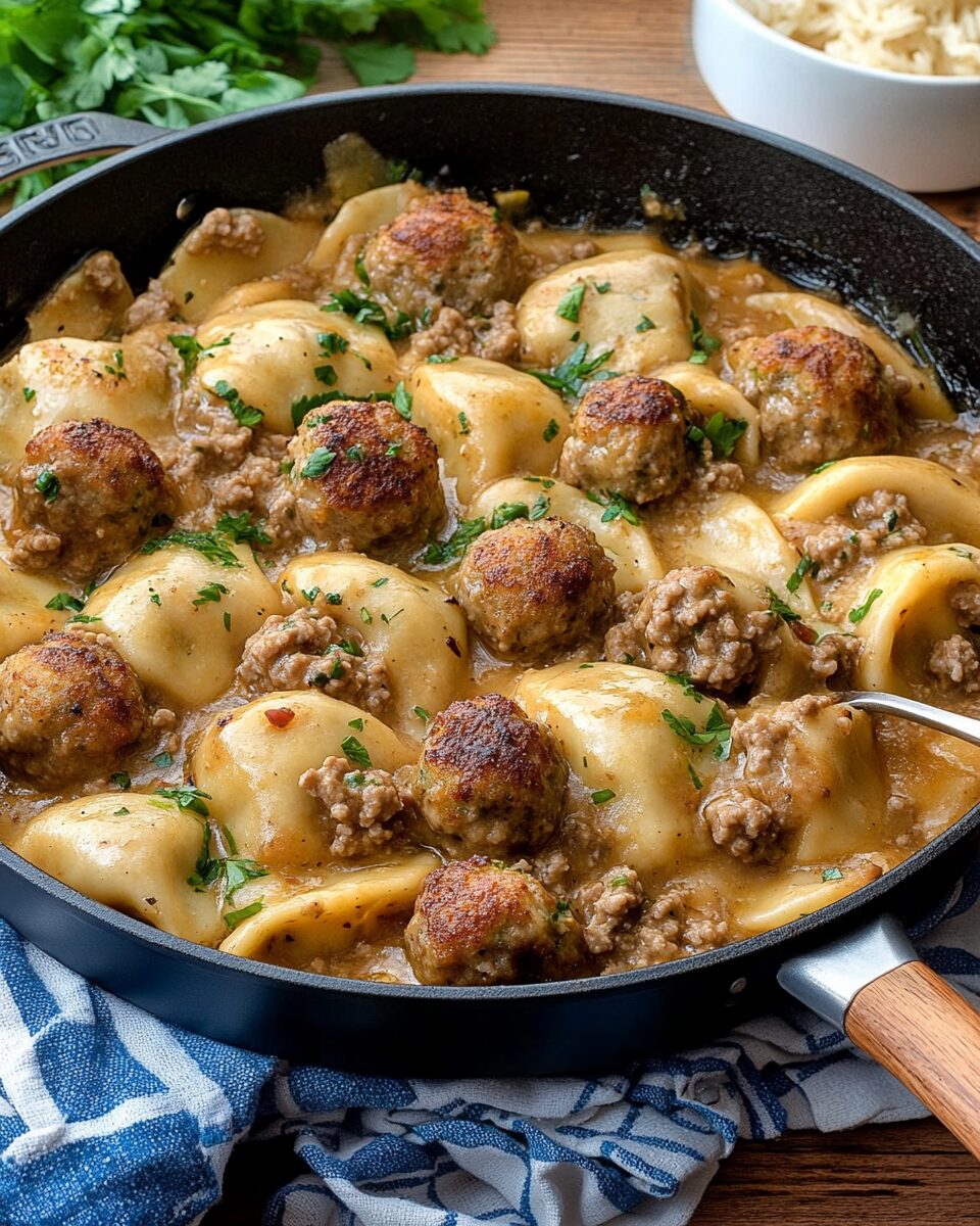 Pierogi and Meatball Skillet