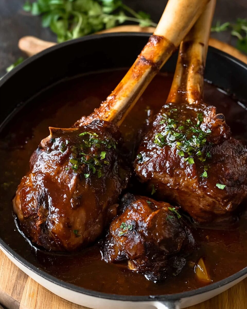 Slow-Cooked Lamb Shanks in Red Wine Sauce