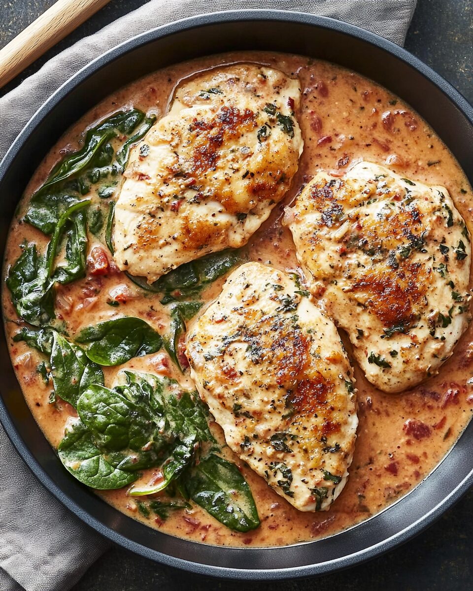 Creamy Spinach and Roasted Red Pepper Chicken Cutlets