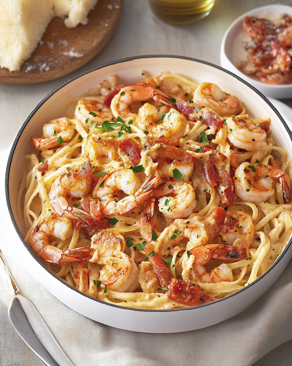 Chicken and Shrimp Carbonara