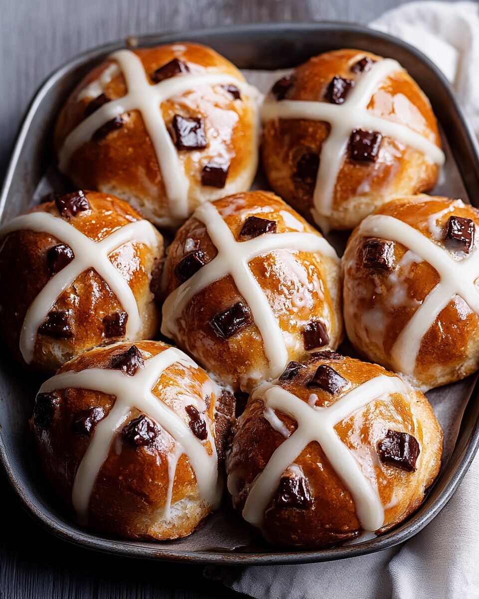 Chocolate Chunk Hot Cross Buns