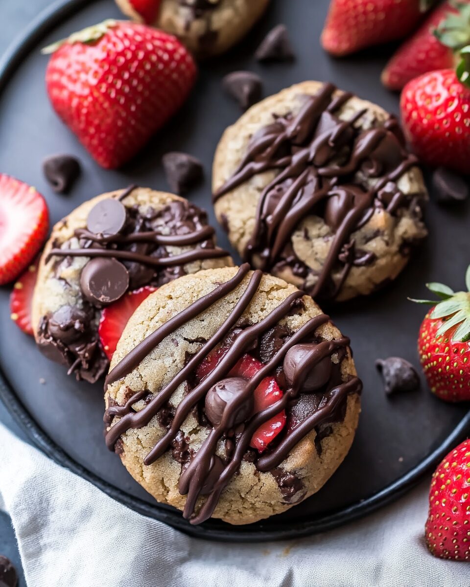 Chocolate-Dipped Strawberry Chocolate Chip Cookies