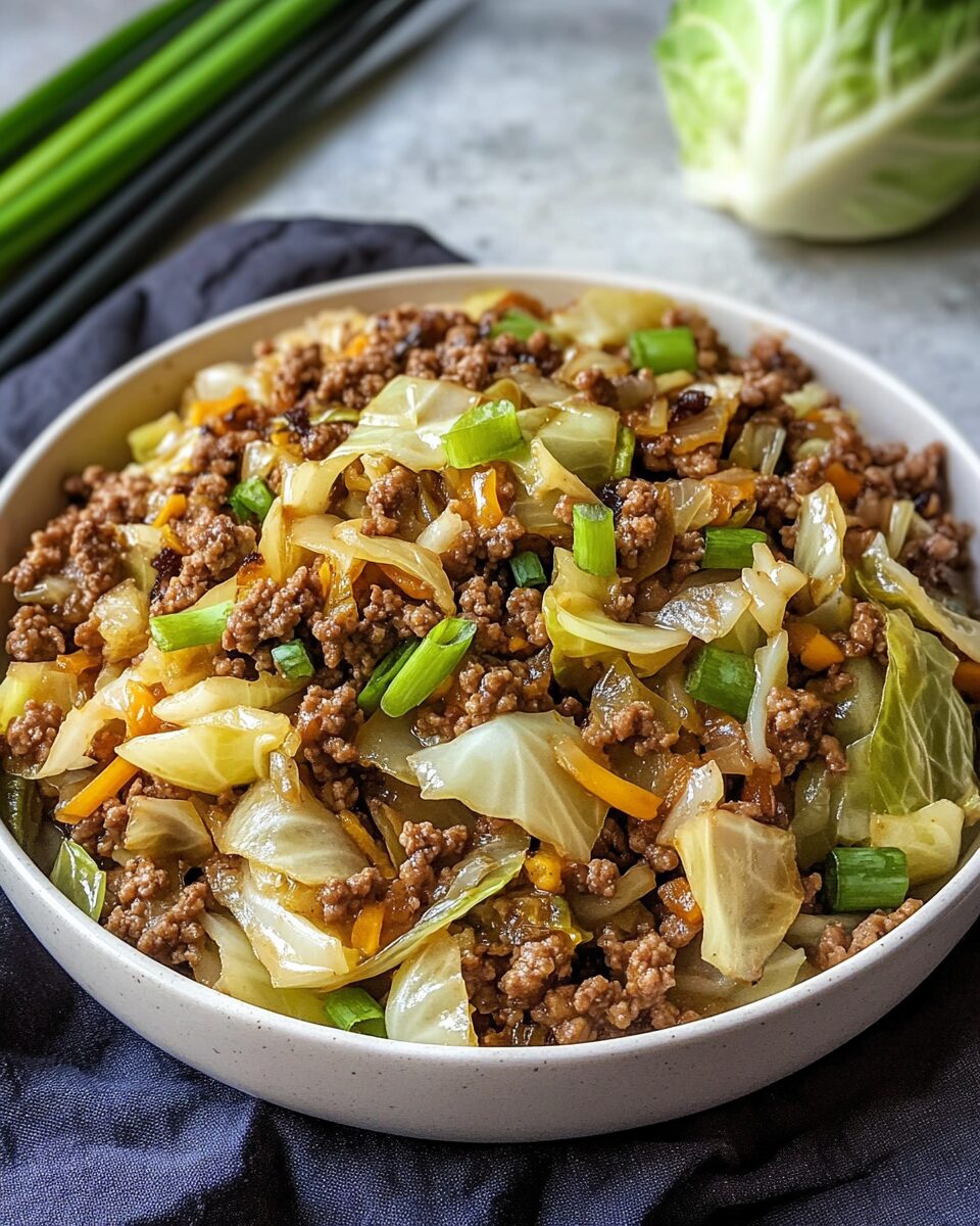 Low-Carb Mongolian Ground Beef and Cabbage