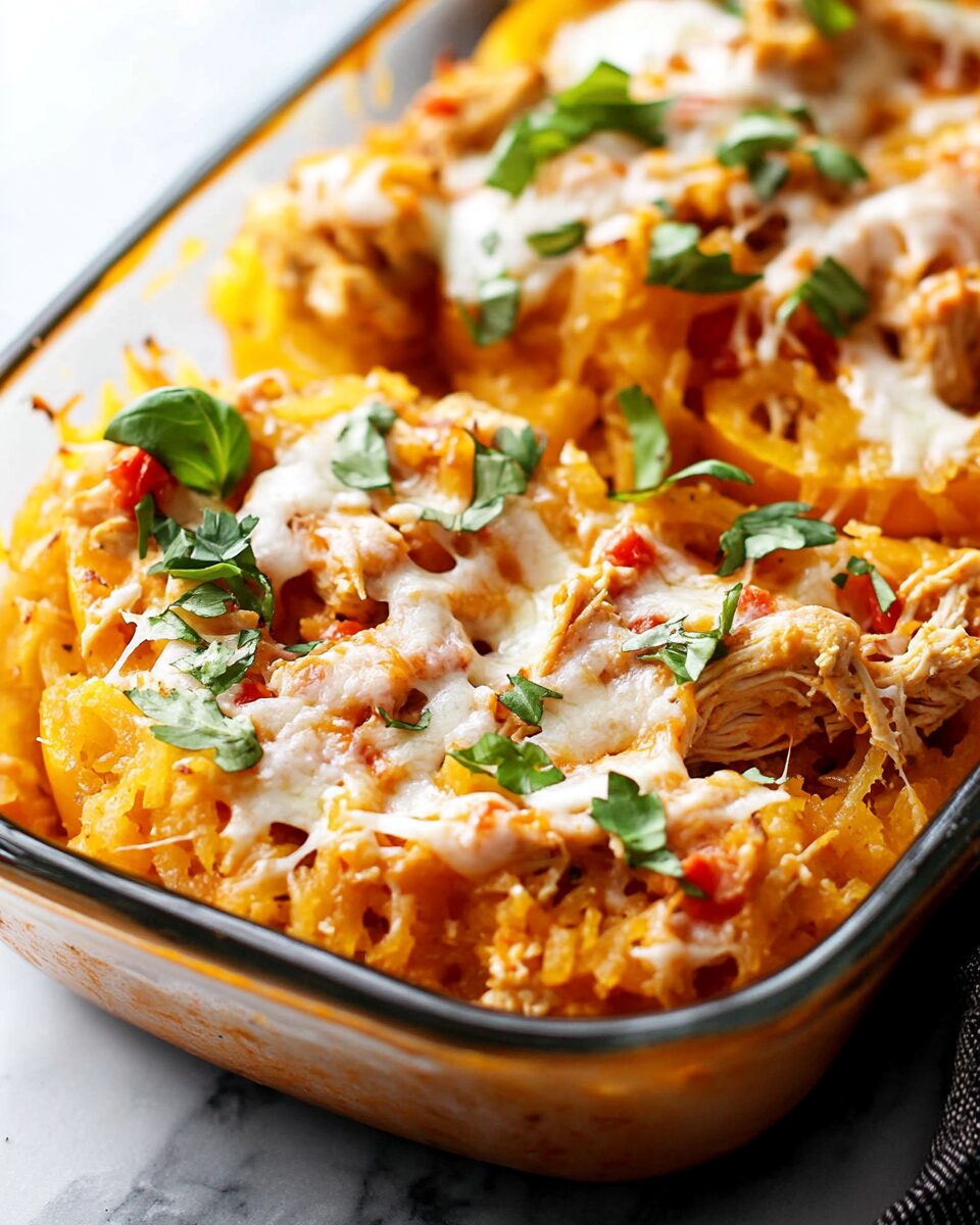 Buffalo Chicken Spaghetti Squash Bake