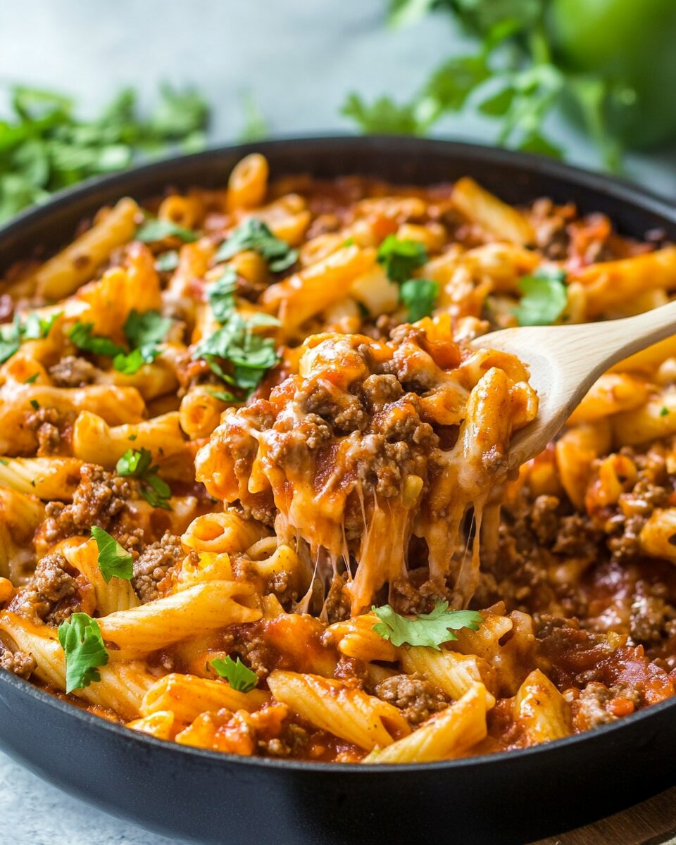 Beef Enchilada Pasta One-Pan Meal