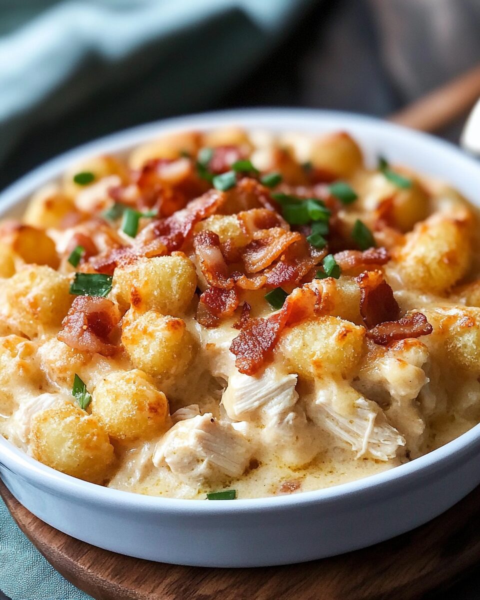 Crockpot Chicken Bacon Ranch Tater Tot Casserole