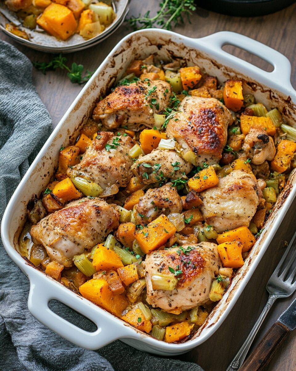 Chicken, Leek and Butternut Squash Bake