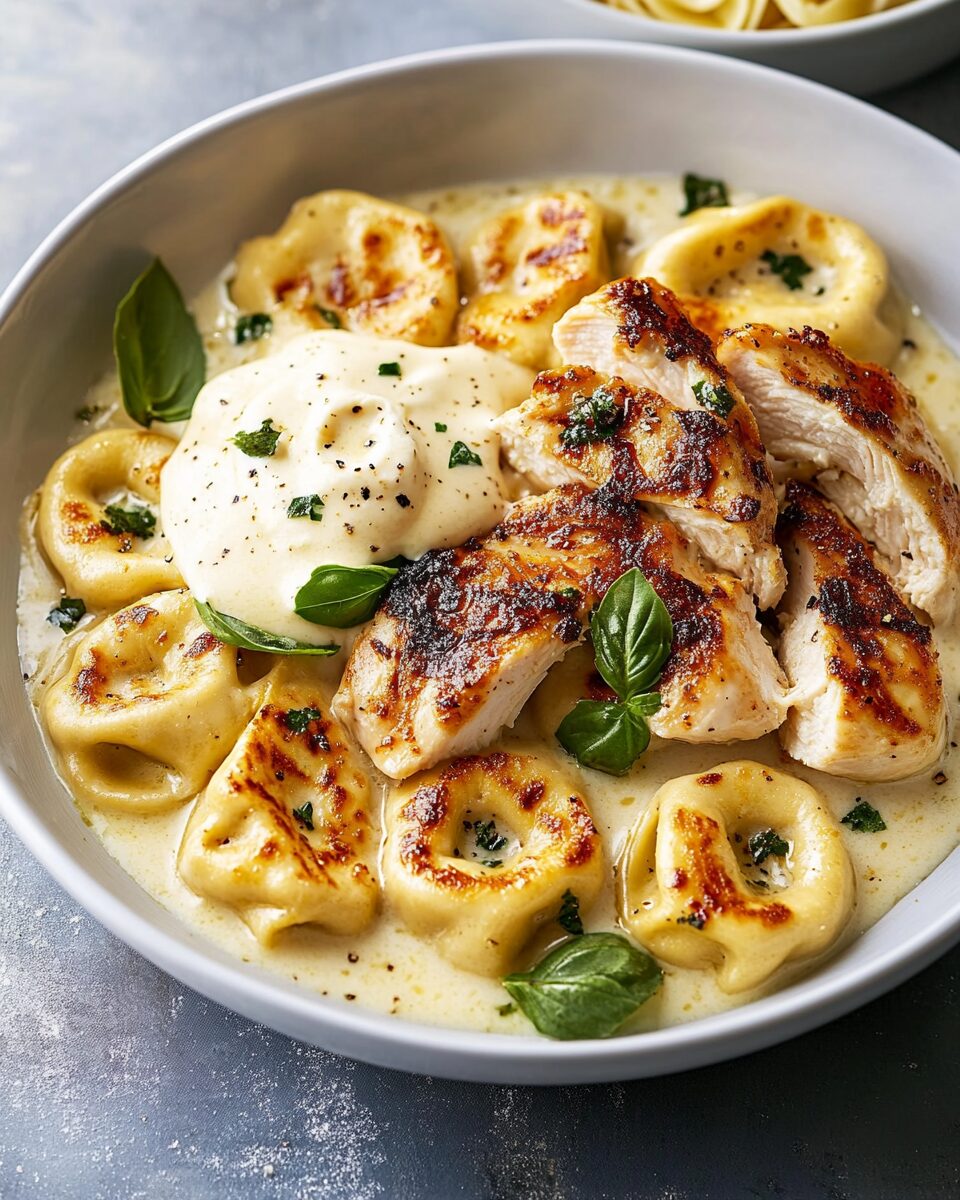 Asiago Tortelloni Alfredo with Grilled Chicken