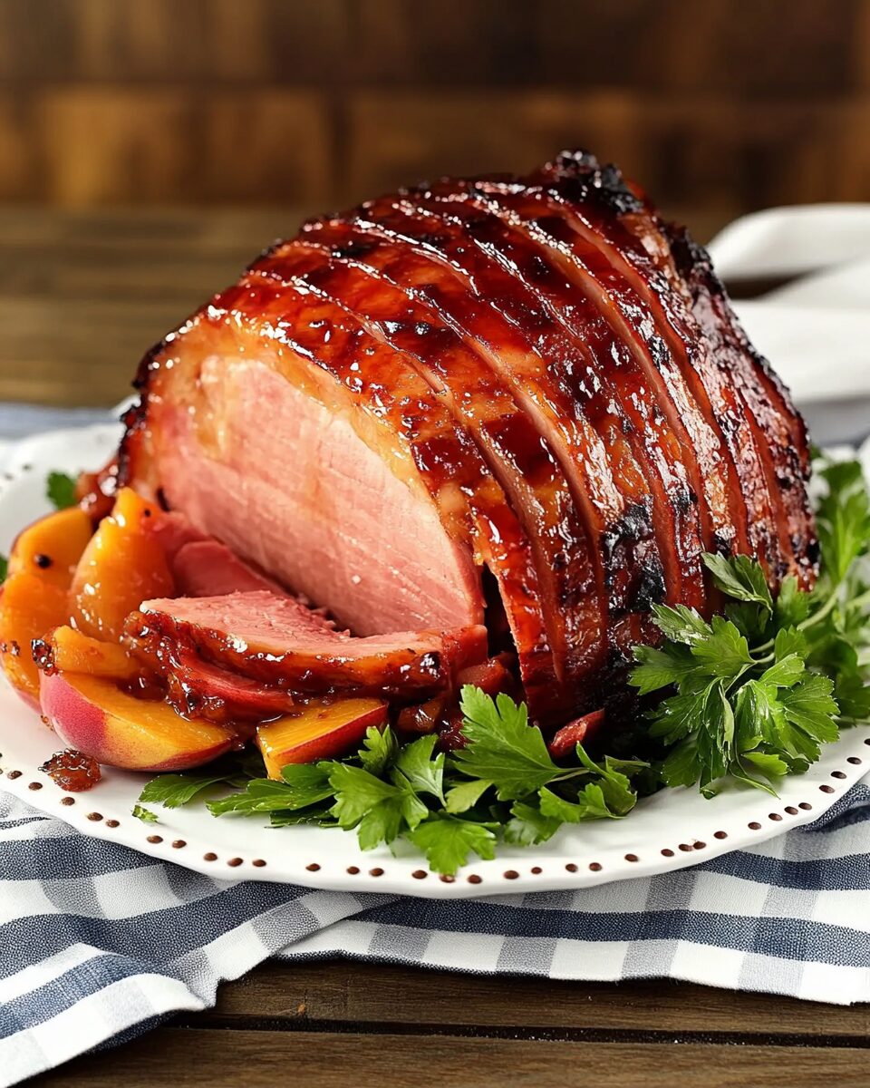 Peach and Ginger Glazed Honey Ham