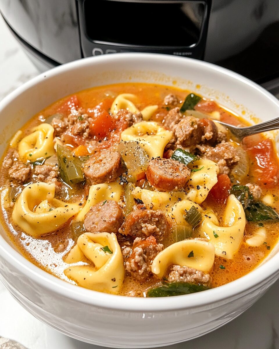 Easy Crockpot Sausage Tortellini Soup