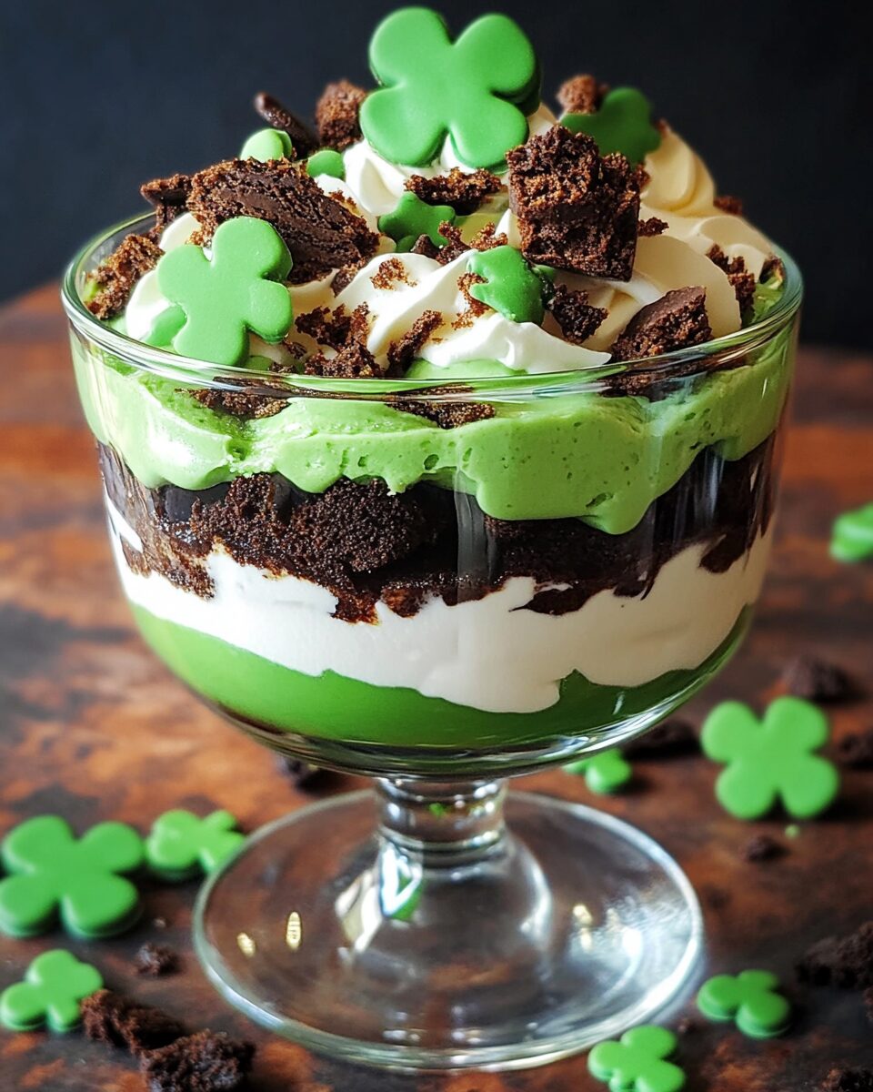 St. Patrick’s Day Brownie Trifle
