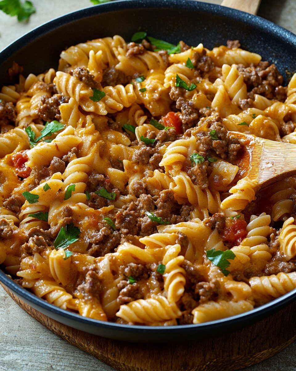 One-Pan Cheesy Beefy Pasta