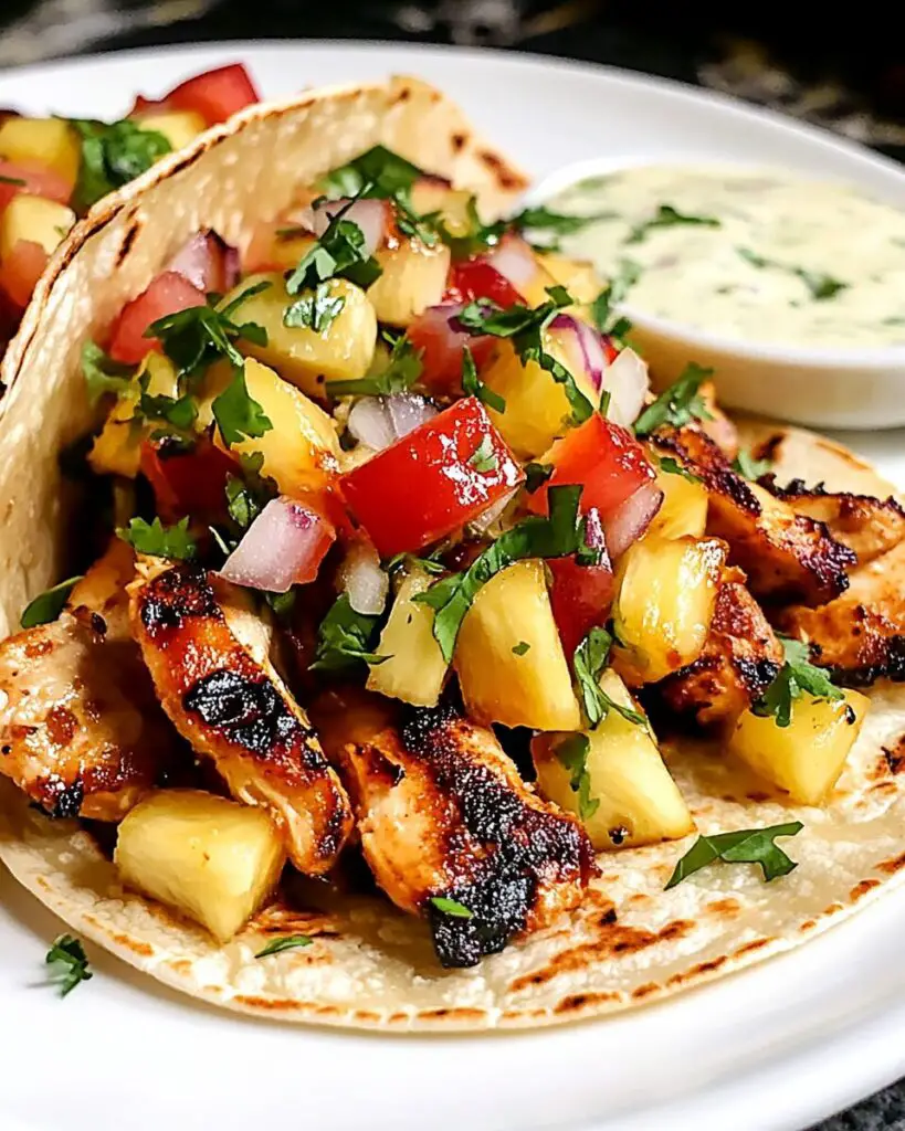 Chili Lime Chicken Tacos with Grilled Pineapple Salsa