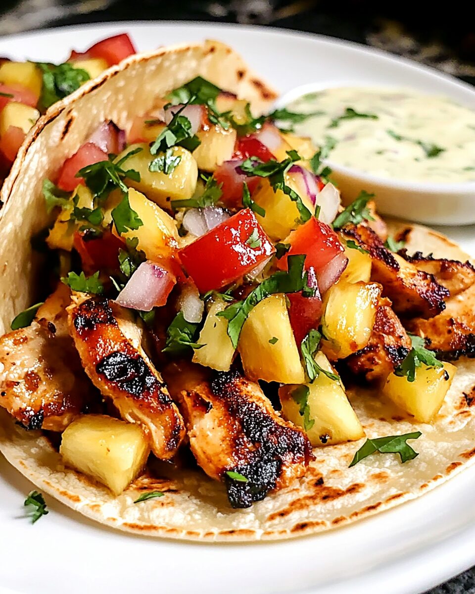 Chili Lime Chicken Tacos with Grilled Pineapple Salsa
