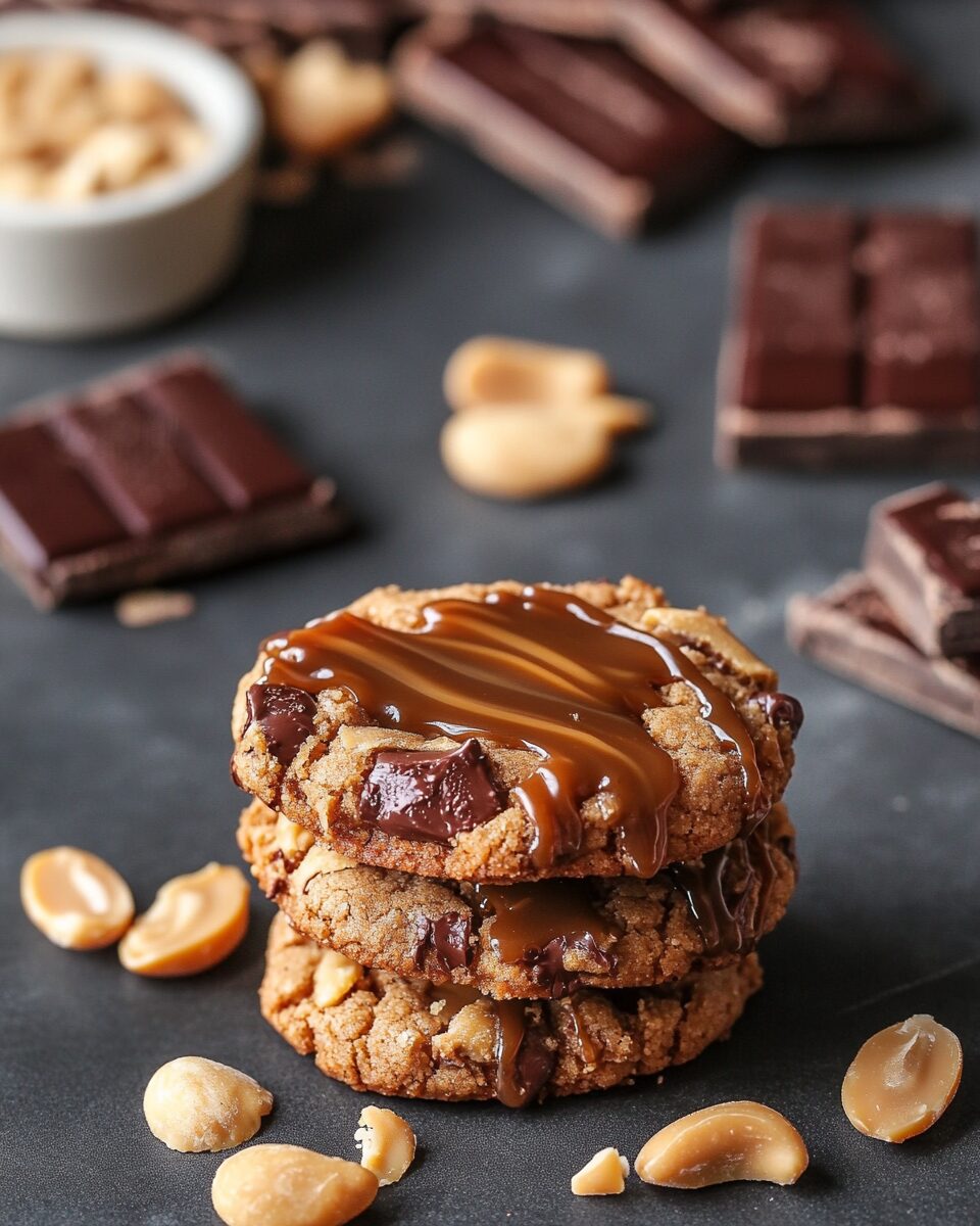 Peanut Butter Chocolate Caramel Cookies