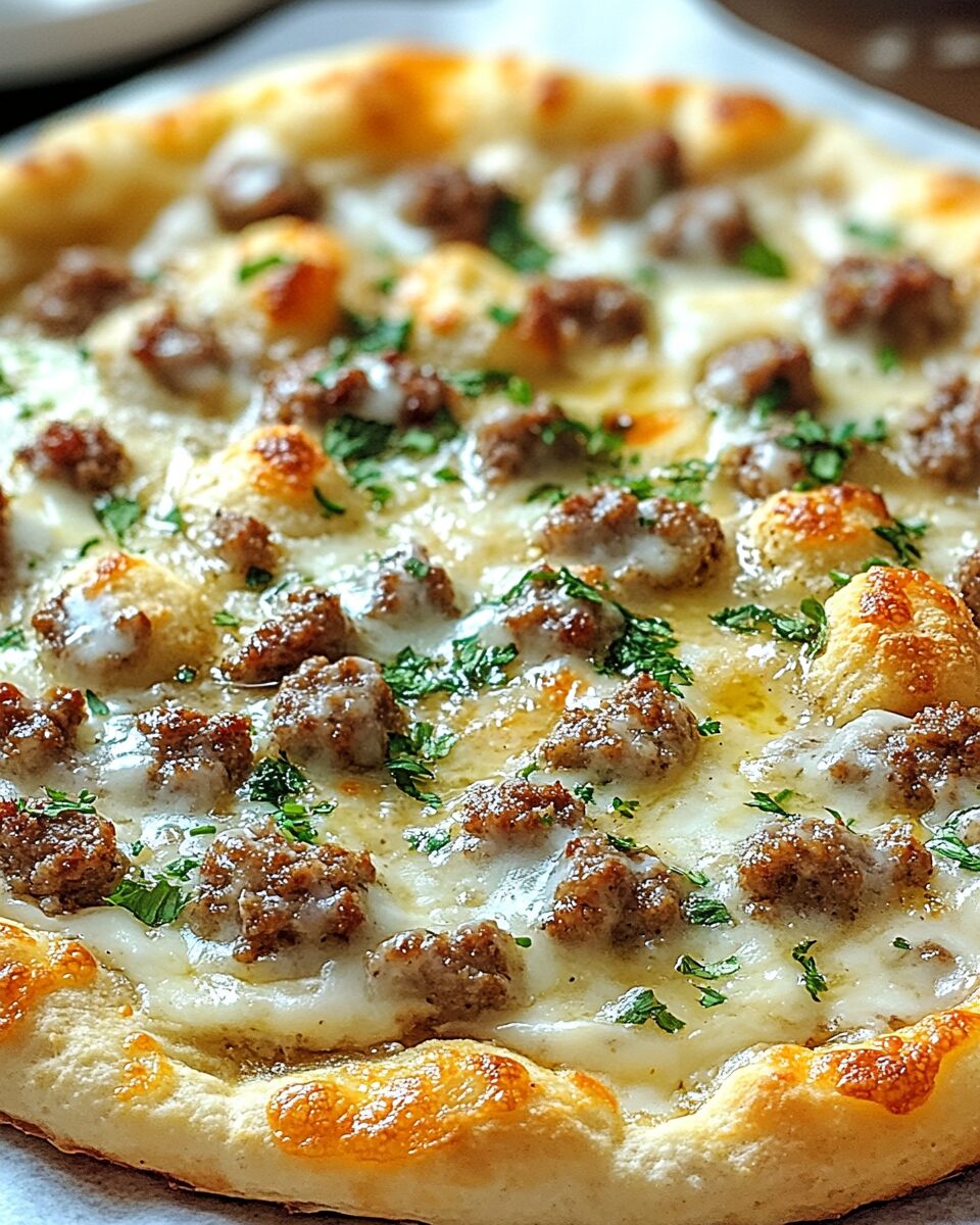 Biscuits and Sausage Gravy Breakfast Pizza