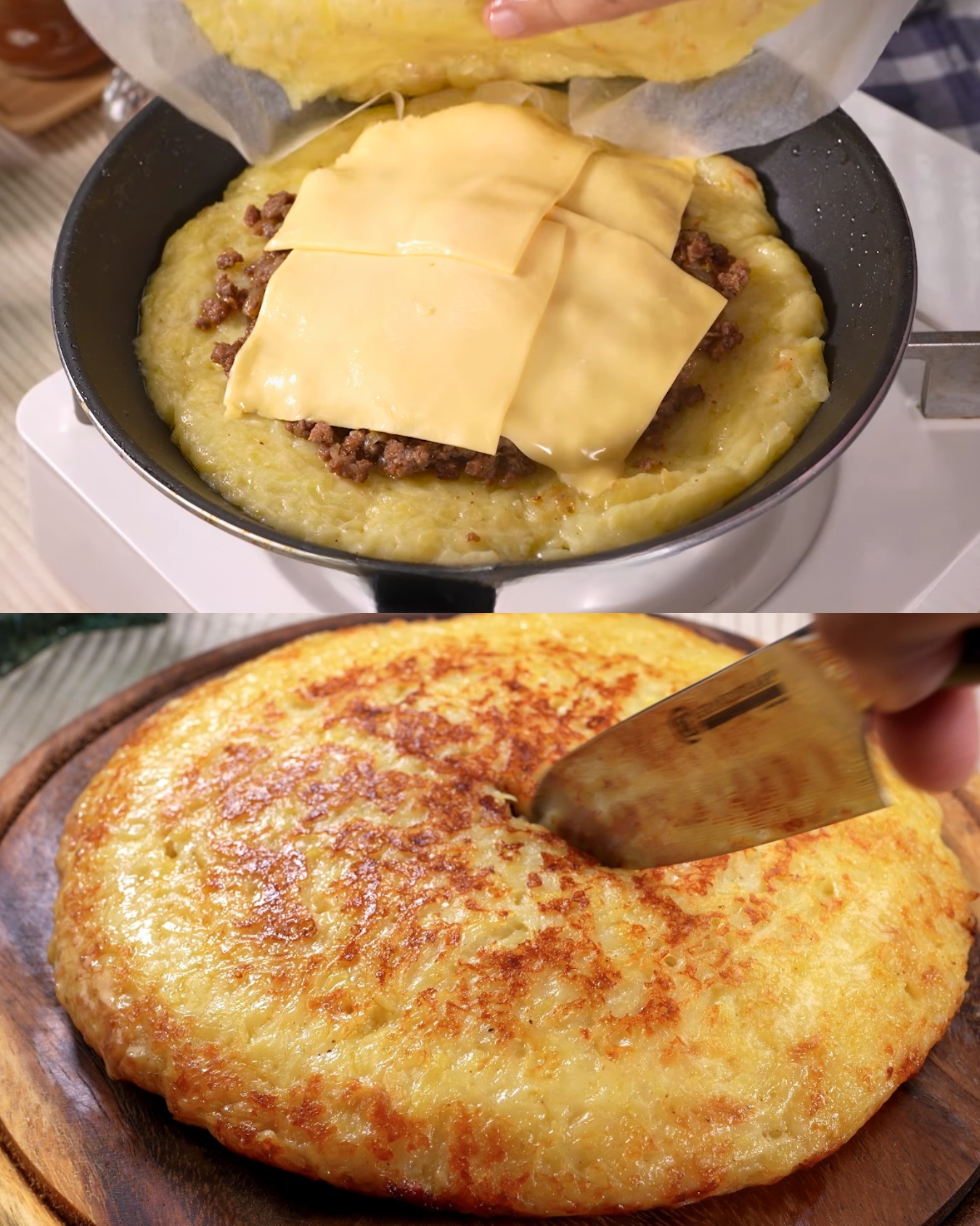 Cheesy Beef & Potato Skillet Pie