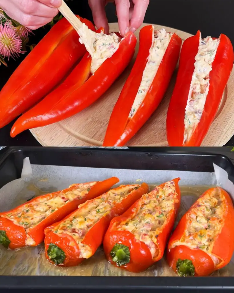 Veggie & Feta–Stuffed Red Peppers