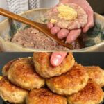 Cheese & Egg–Stuffed Meat Patties with Crispy Potato Coating