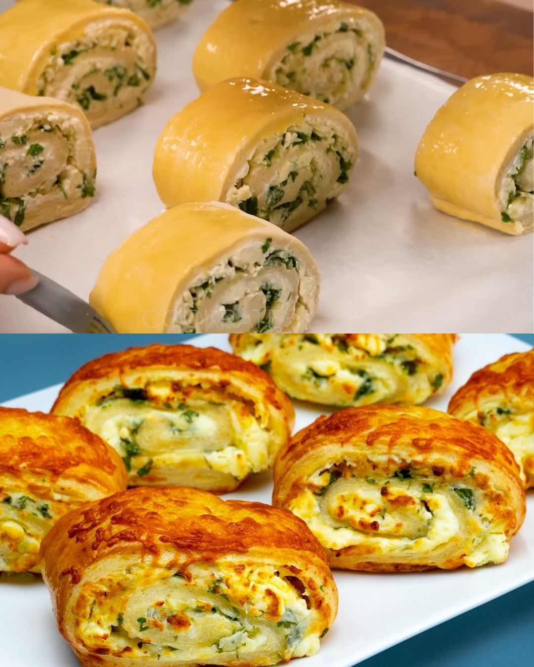 Cheesy Garlic & Feta Puff Pastry Roll