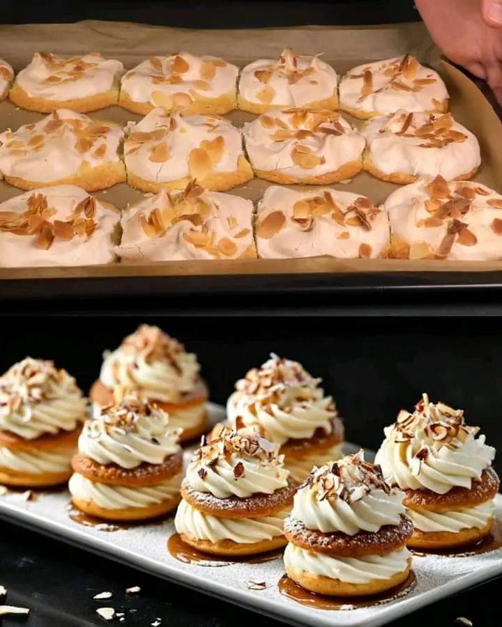 Delightful Apple Vanilla Pudding Cake with Meringue and Almonds