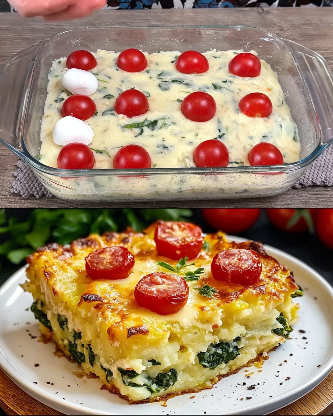 Baked Spinach & Parmesan Potato Pie