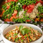 Colorful Spiced Quinoa Pilaf with Spinach and Cashews