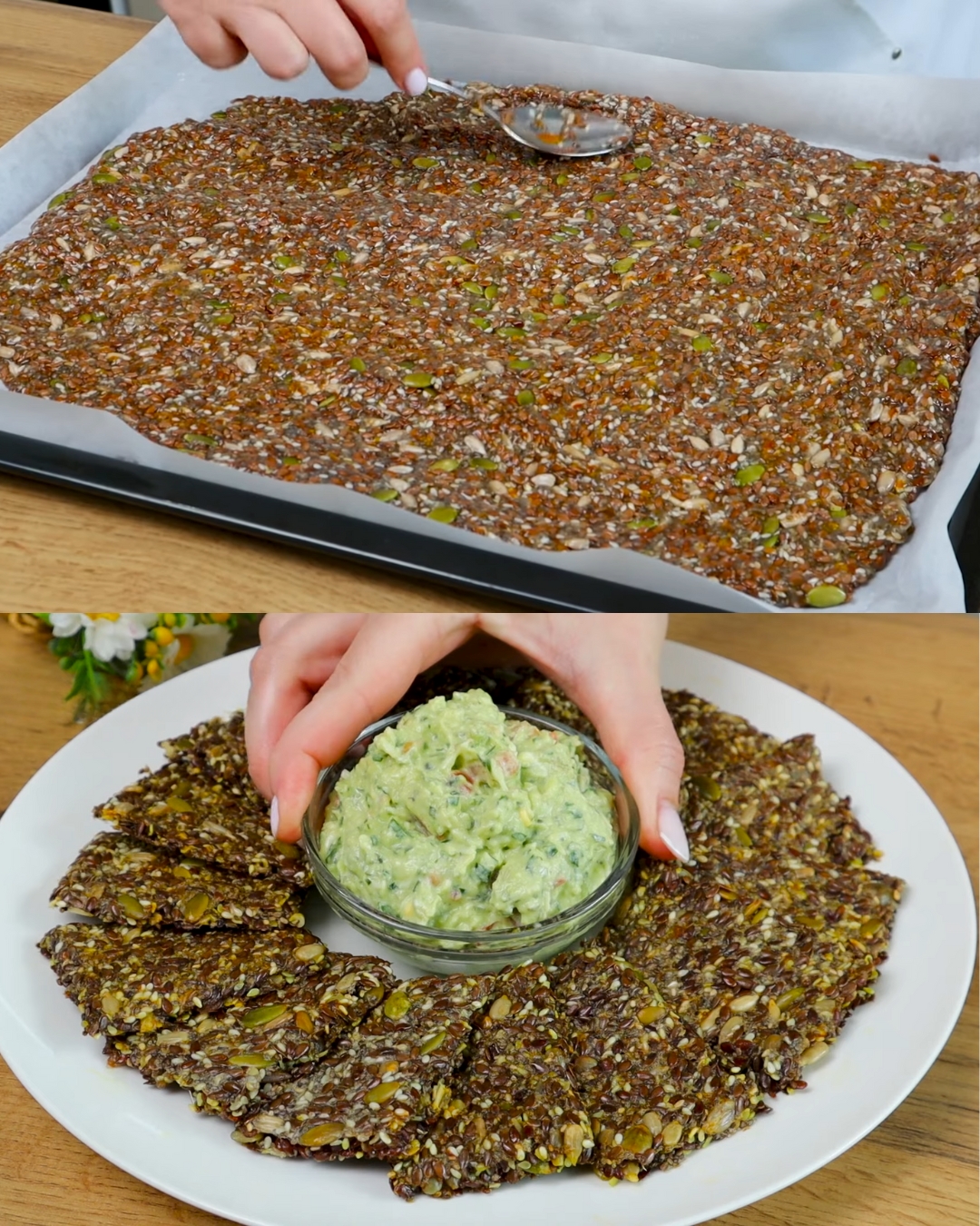 Seed Crackers with Avocado Ricotta Spread