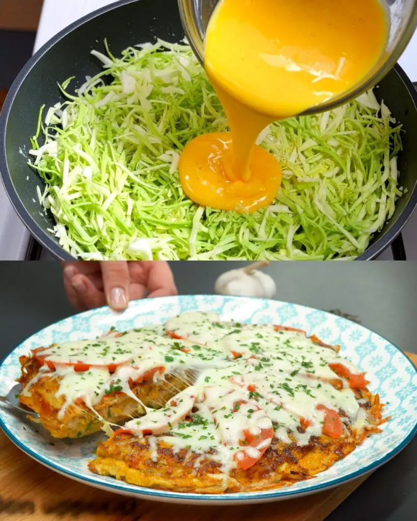 Cabbage & Mozzarella Layered Egg Skillet