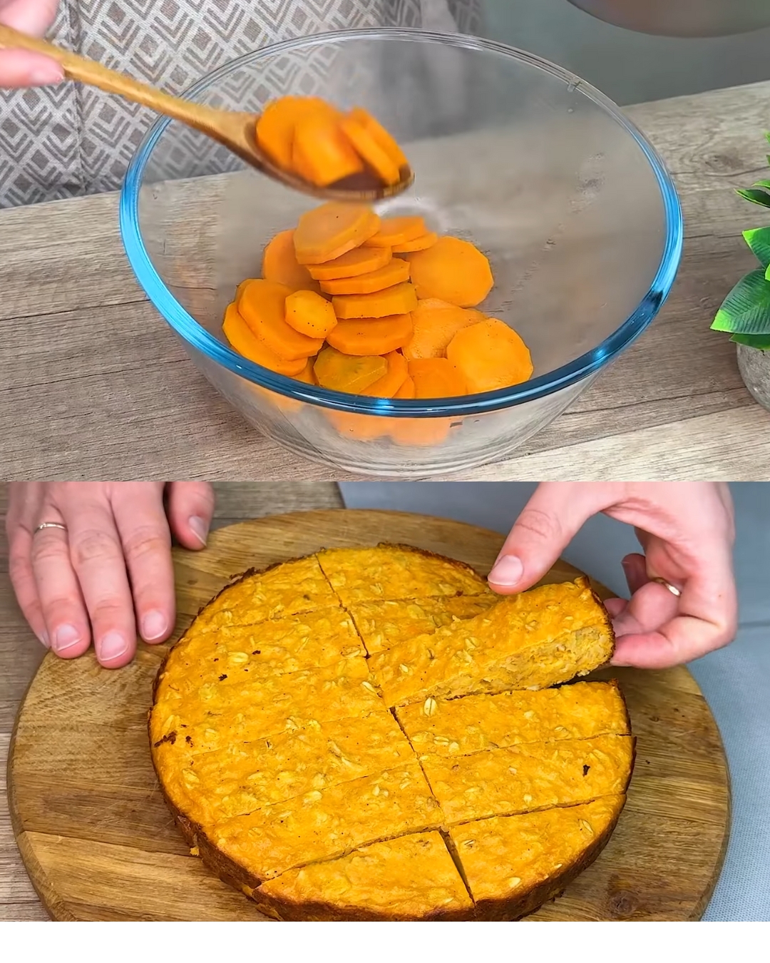 Baked Carrot-Oat Custard with Cottage Cheese