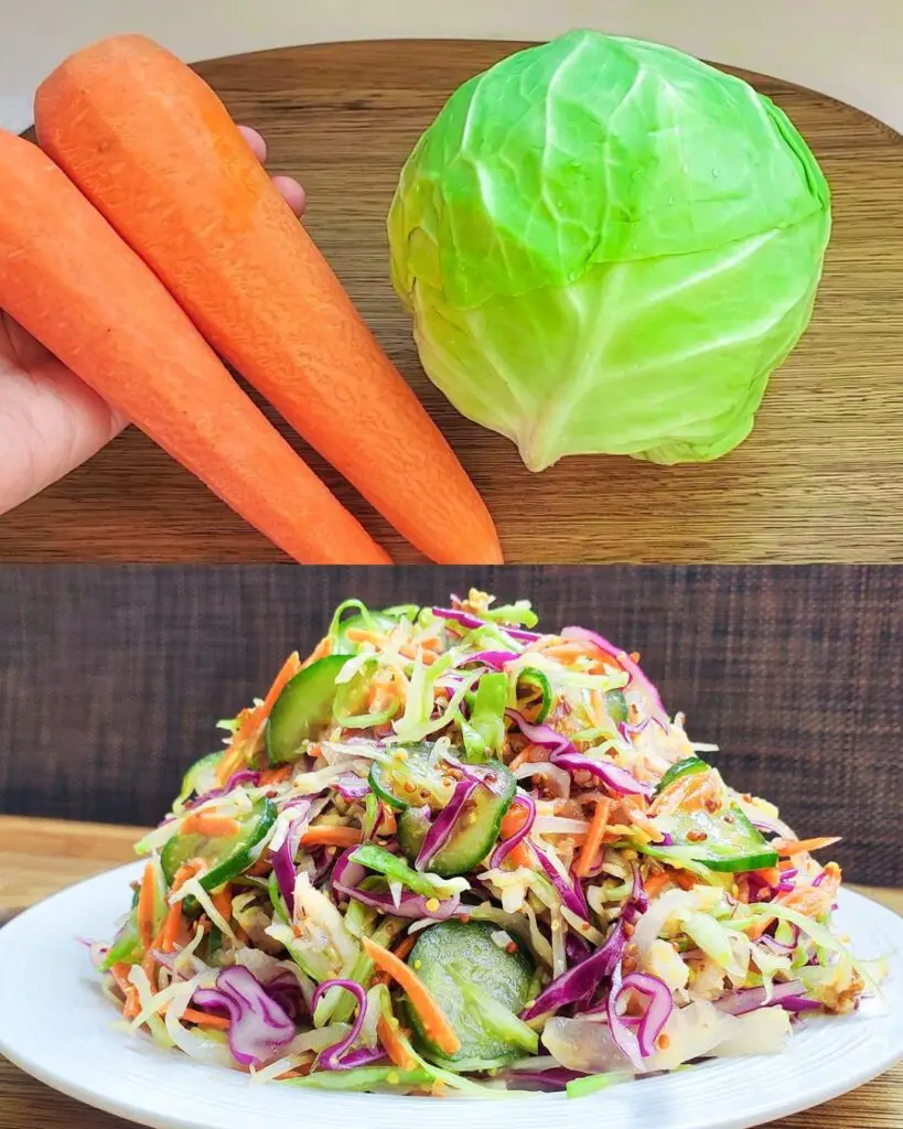 Fresh Cabbage and Cucumber Salad with Honey-Mustard Dressing