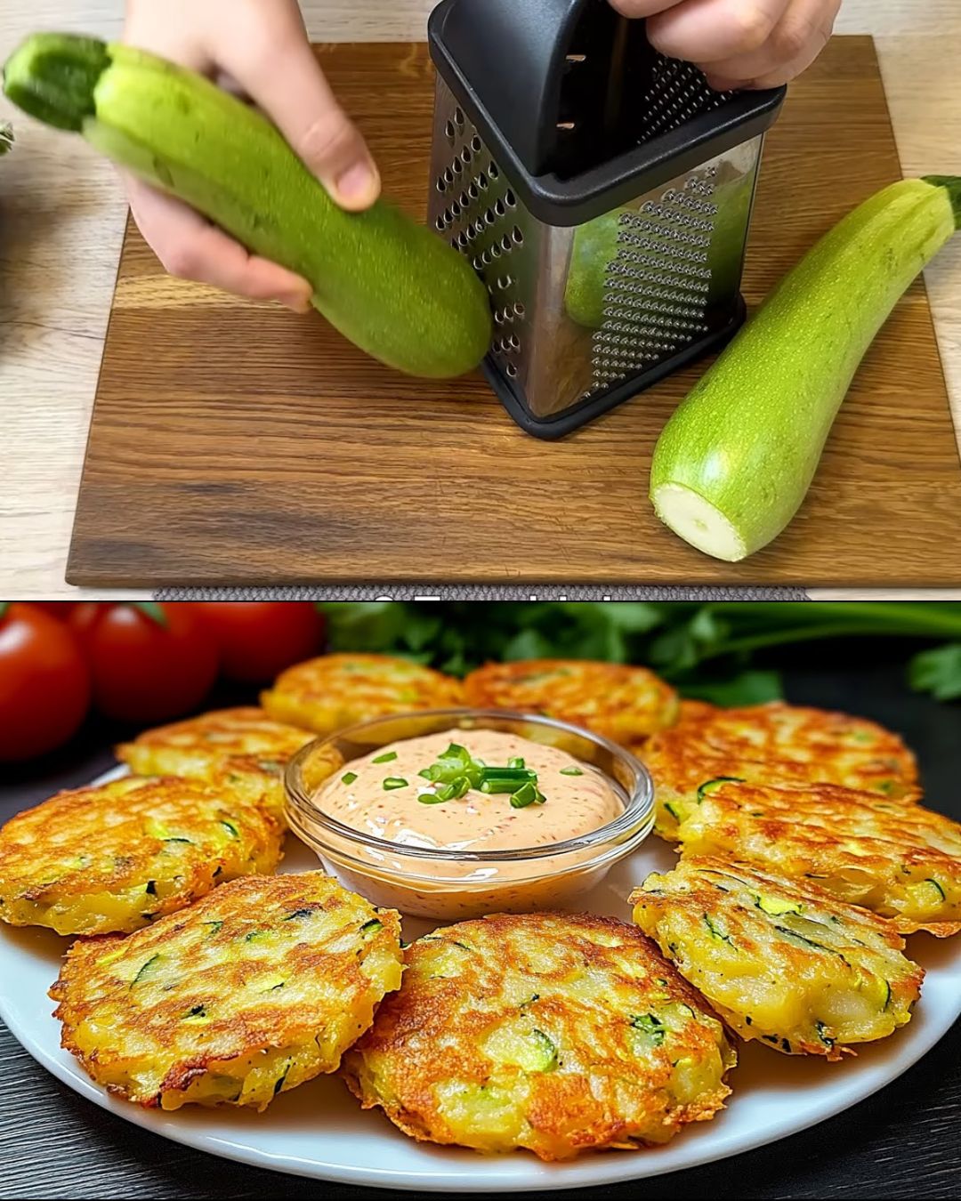 Zucchini & Potato Patties with Cheesy Herb Filling
