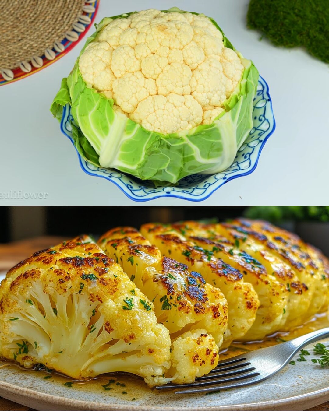 Cauliflower Steaks with Savory Herb Drizzle