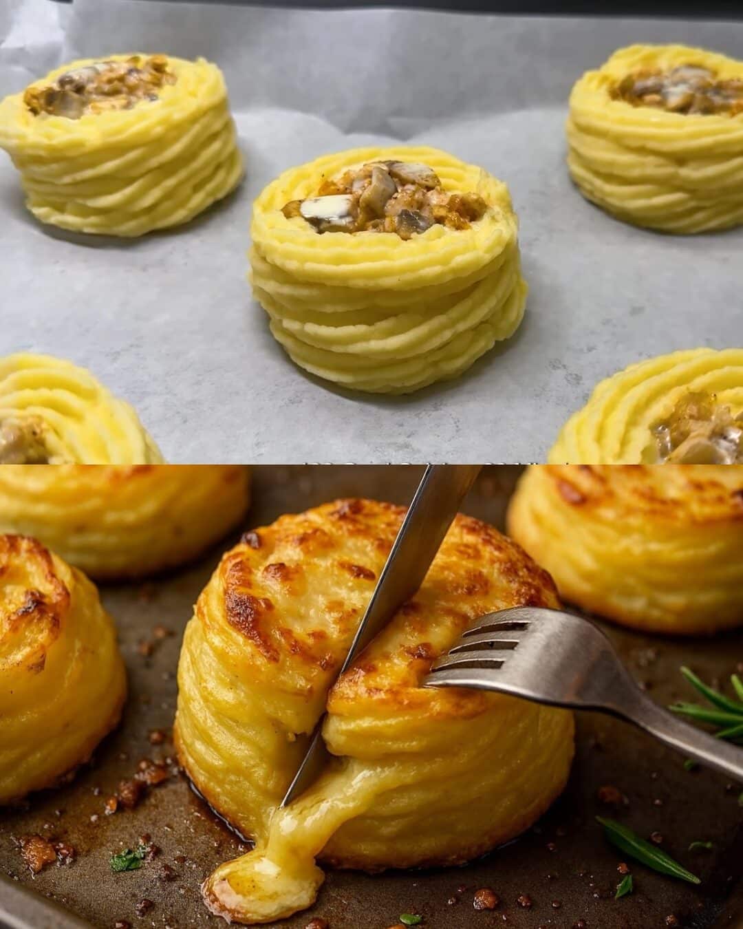 Savory Potato Baskets with Creamy Chicken & Mushroom Filling