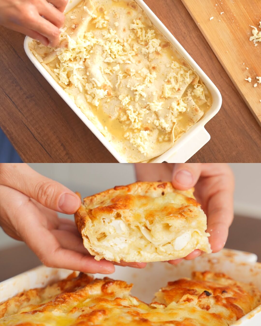 Lazy Layered Lavash, Cottage Cheese & Mozzarella Bake