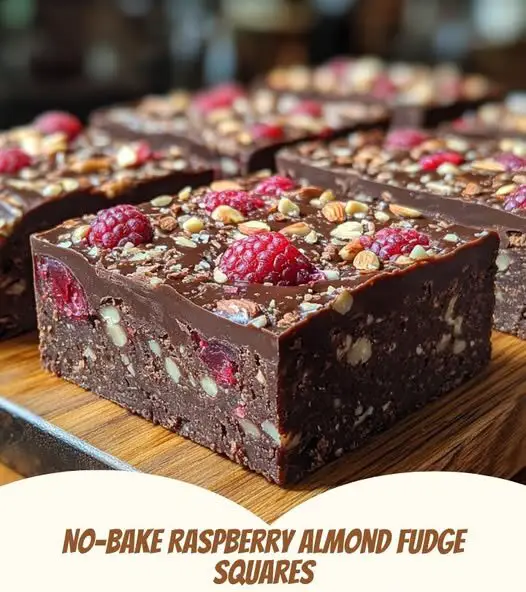 No-Bake Raspberry Almond Fudge Squares