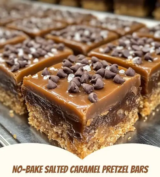 No-Bake Salted Caramel Pretzel Bars