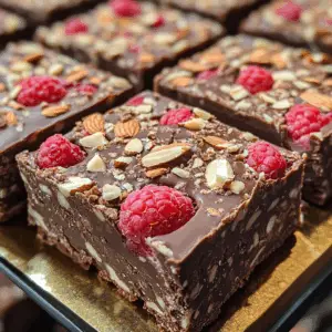 No-Bake Raspberry Almond Fudge Squares
