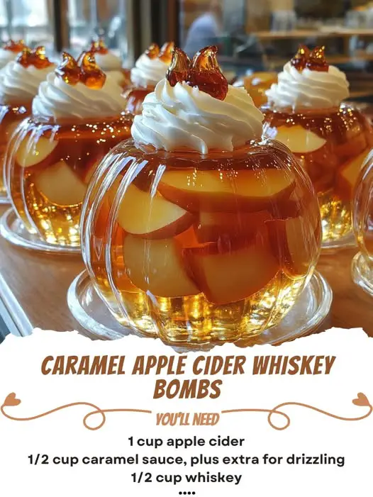 Caramel Apple Cider Whiskey Bombs