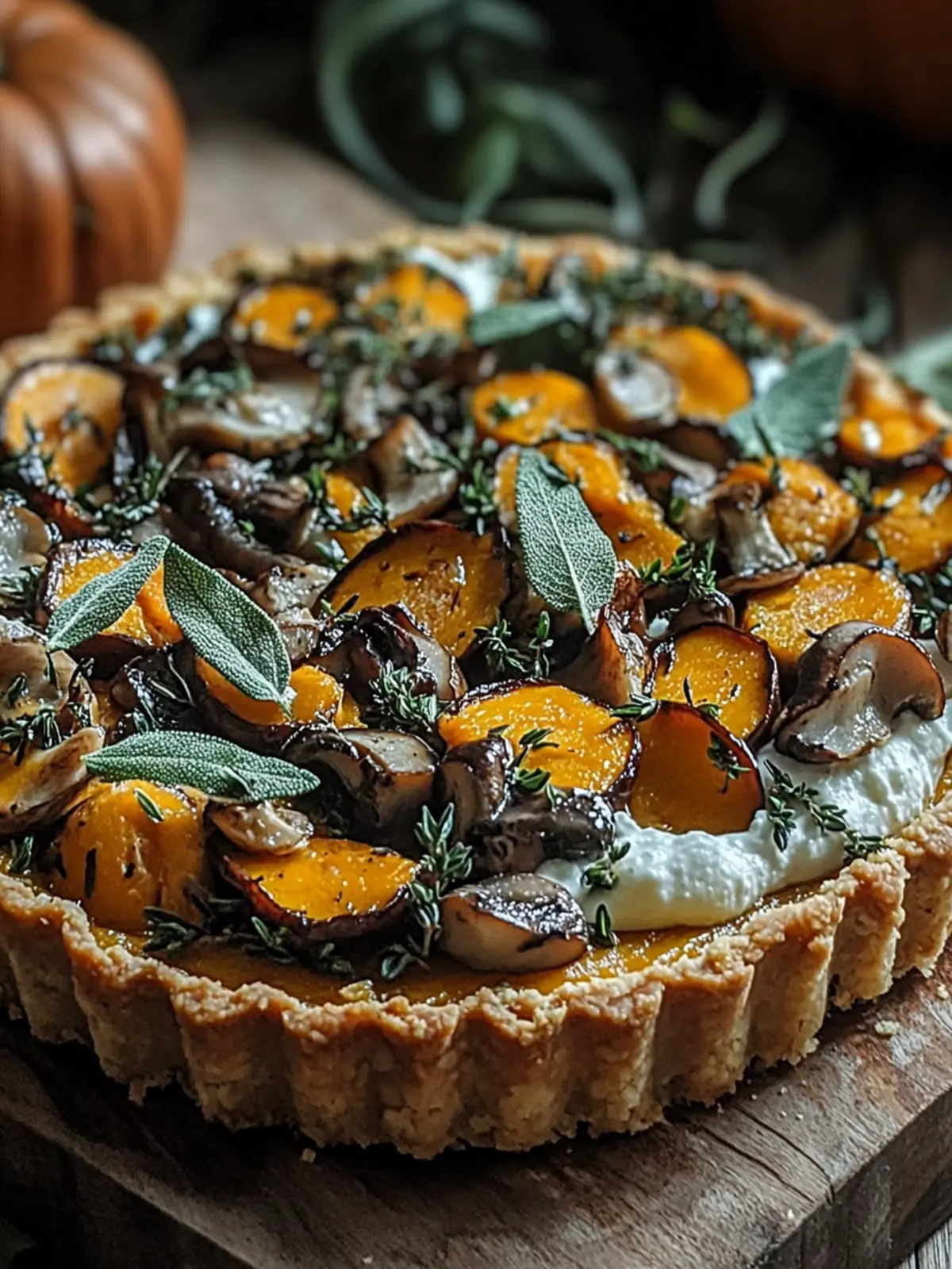 Savory Pumpkin Sage & Mushroom Tart for Cozy Fall Evenings 2 Pumpkin Sage & Mushroom Tart