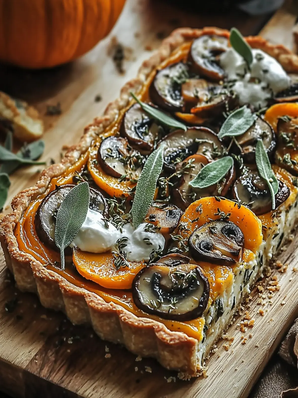 Savory Pumpkin Sage & Mushroom Tart for Cozy Fall Evenings 5 Pumpkin Sage & Mushroom Tart